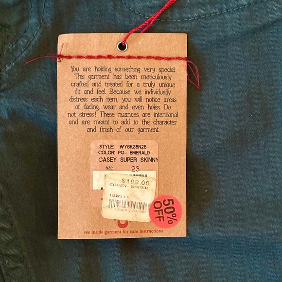 True Religion World Tour Casey Supper Skinny Dark Green Jeans Size 23 NWT $198 - Picture 10 of 10